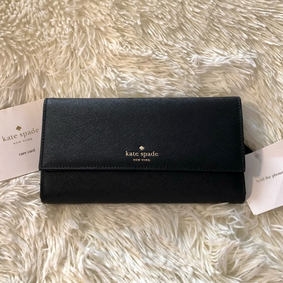 KATE SPADE—“HOLD THE PHONE”, FULL SIZED—NAVY BLUE GENUINE LEATHER WALLET!! NWT!! - Picture 3 of 6